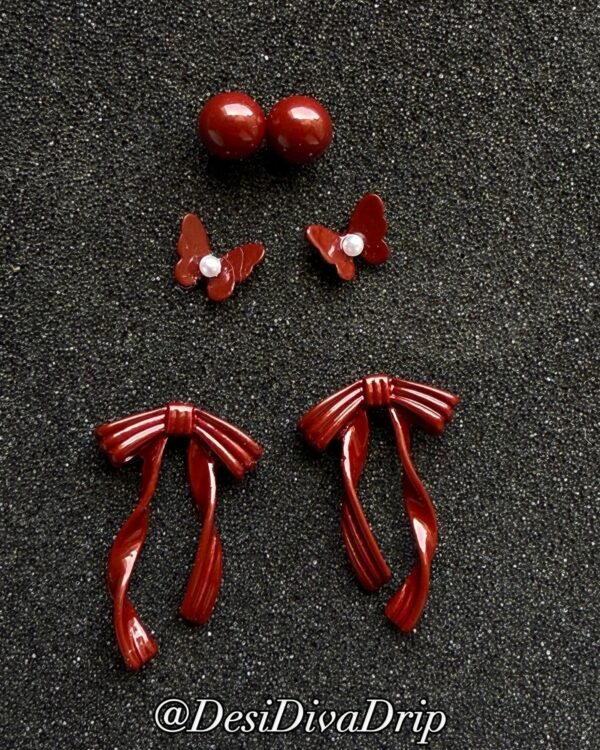 Set of Deep Red Studs - Image 3