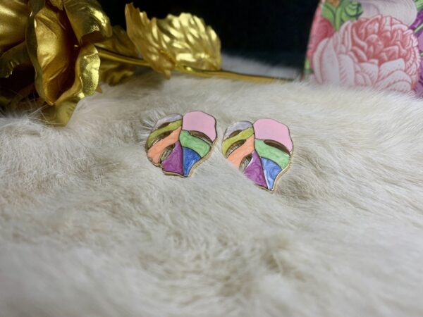 Hand painted leaves studs - Image 2