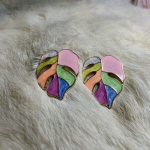 Hand painted leaves studs