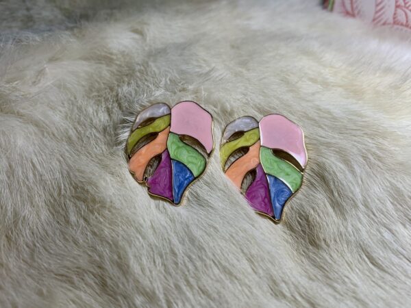 Hand painted leaves studs